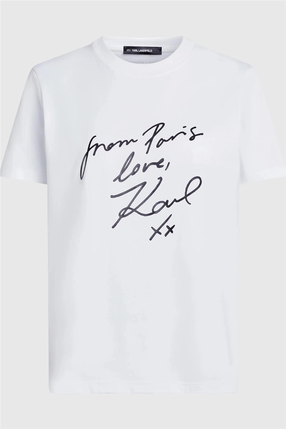 Karl Lagerfeld With Love T-Shirt Kadın Bisiklet Yaka T-Shirt Beyaz