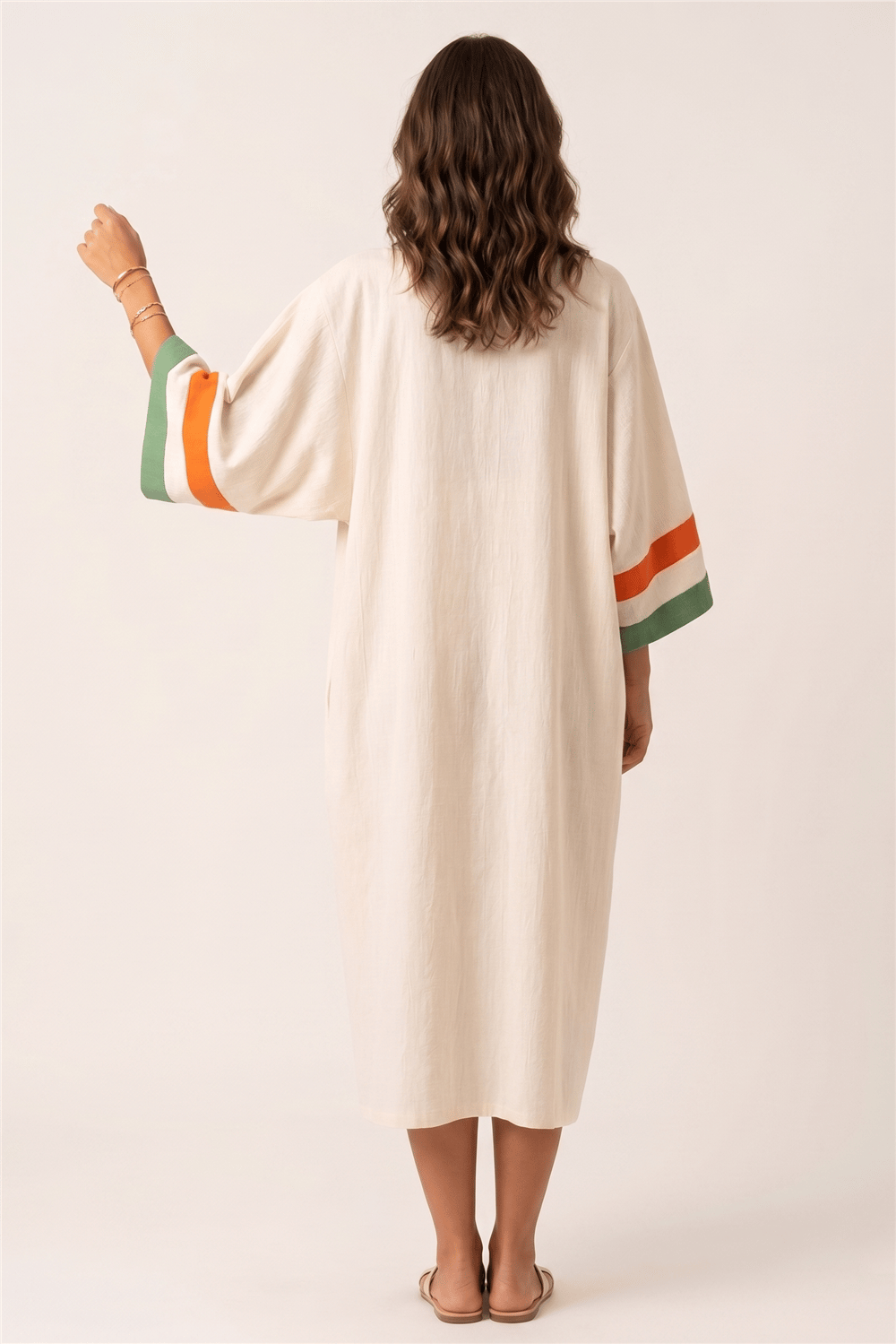 Lalamia Kadın Pamuk Keten Kaftan Ekru