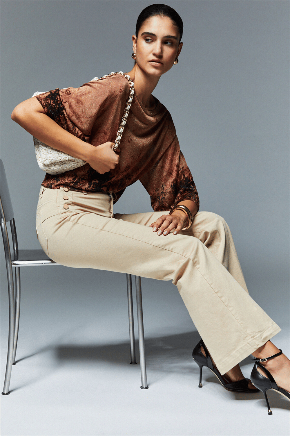 Liu Jo B.Up Flare Jewel H.W. Kadın Pantolon Bej
