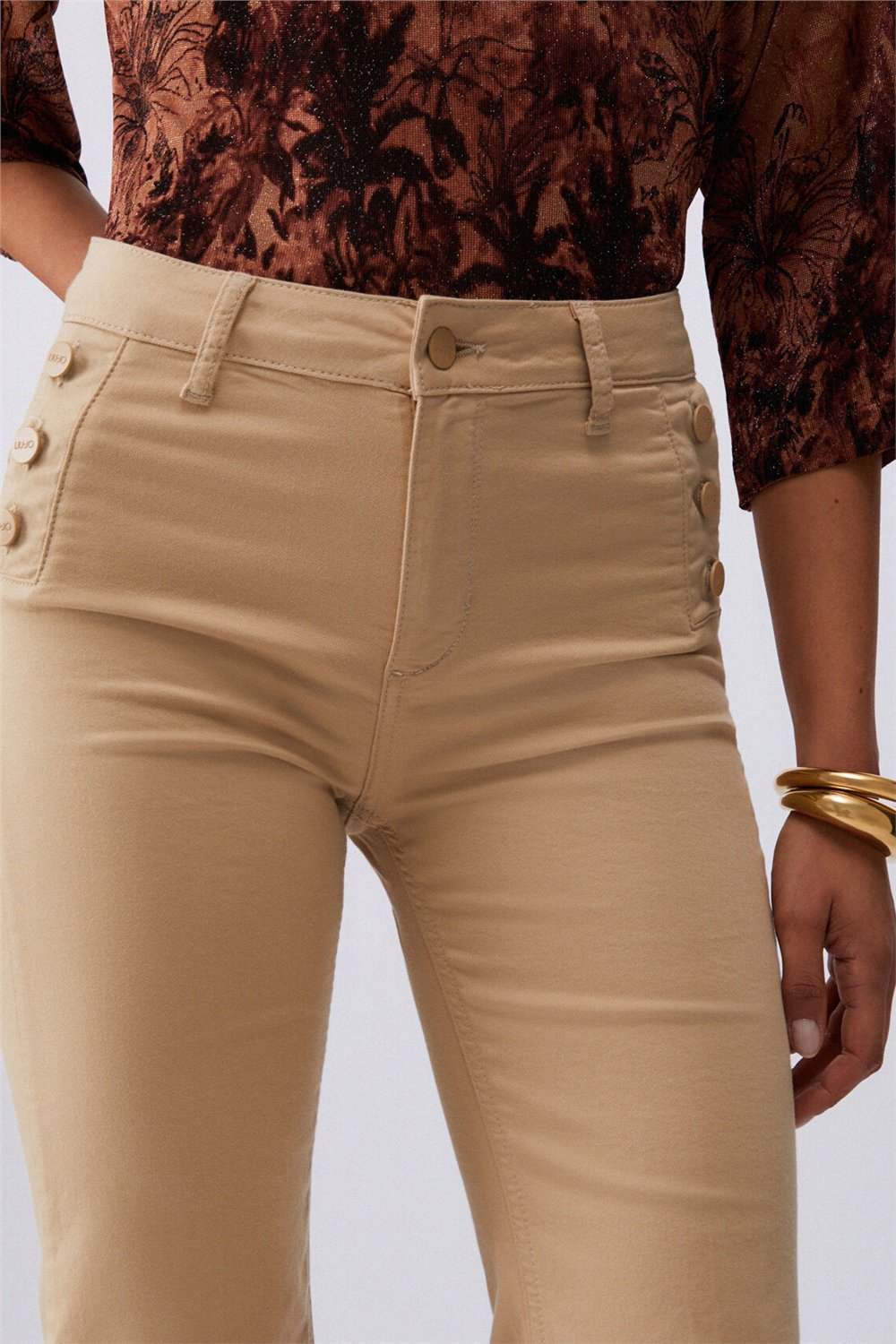 Liu Jo B.Up Flare Jewel H.W. Kadın Pantolon Bej