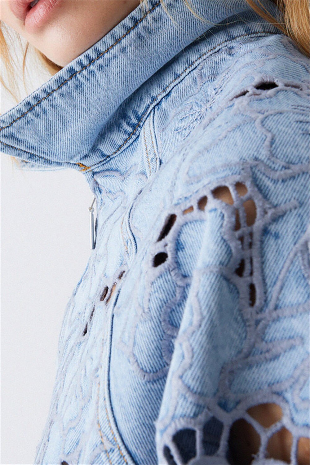 Liu Jo Bomber Denim Embroidery Kadın Kot Mont Mavi