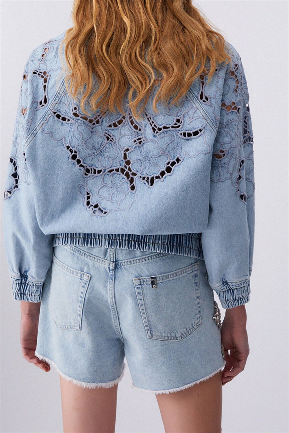 Liu Jo Bomber Denim Embroidery Kadın Kot Mont Mavi