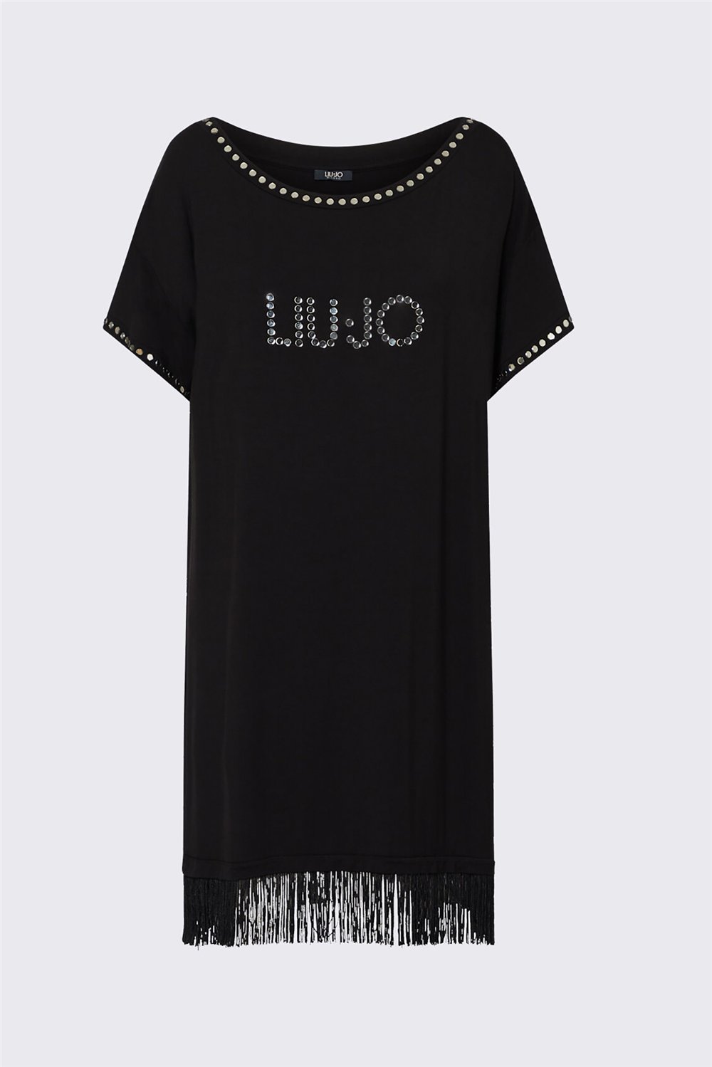 Liu Jo Ecs Abito Jersey C/Frange Kadın Plaj Elbisesi Siyah