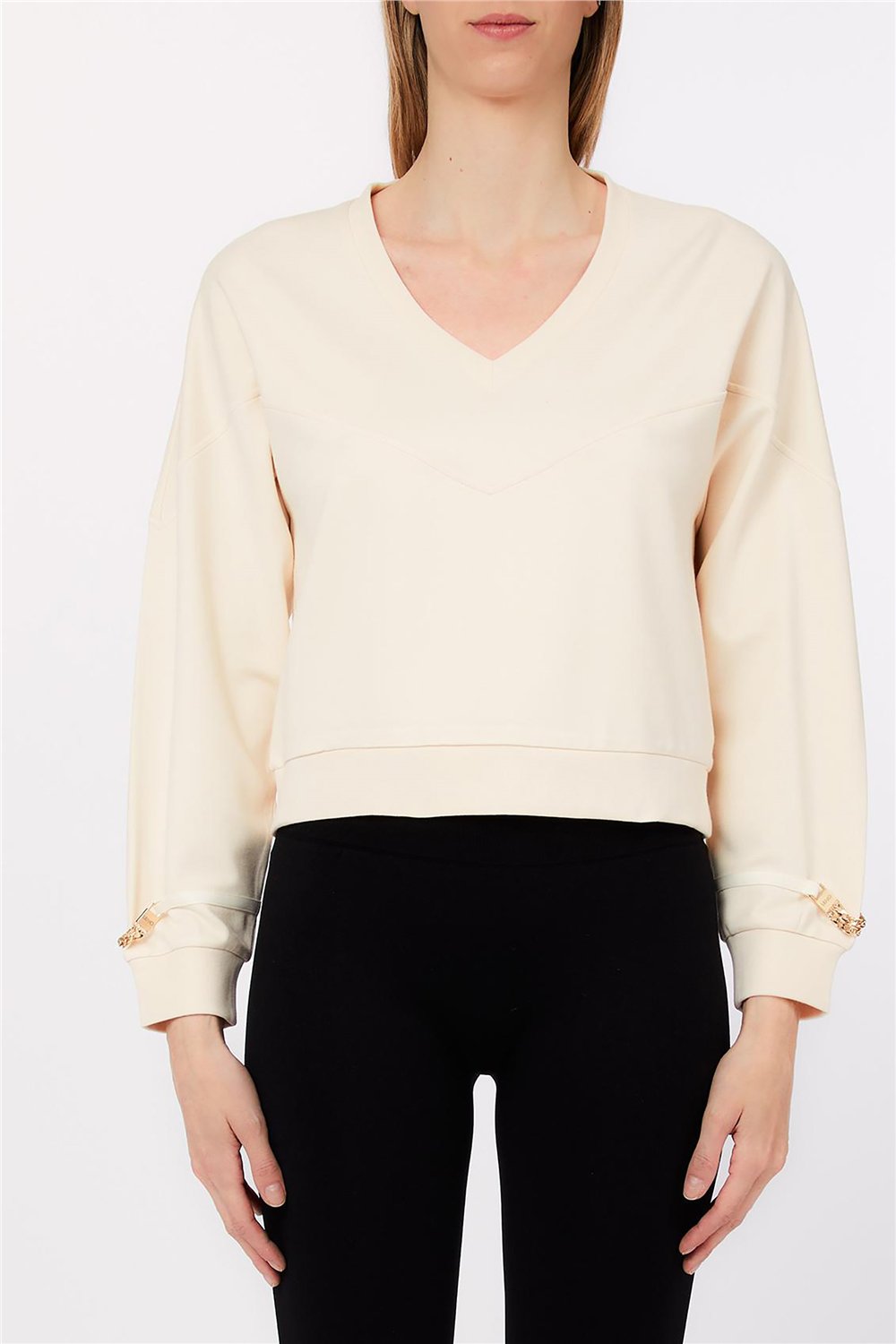 Liu Jo Ecs Felpa Chiusa Kadın Bisiklet Yaka Sweatshirt