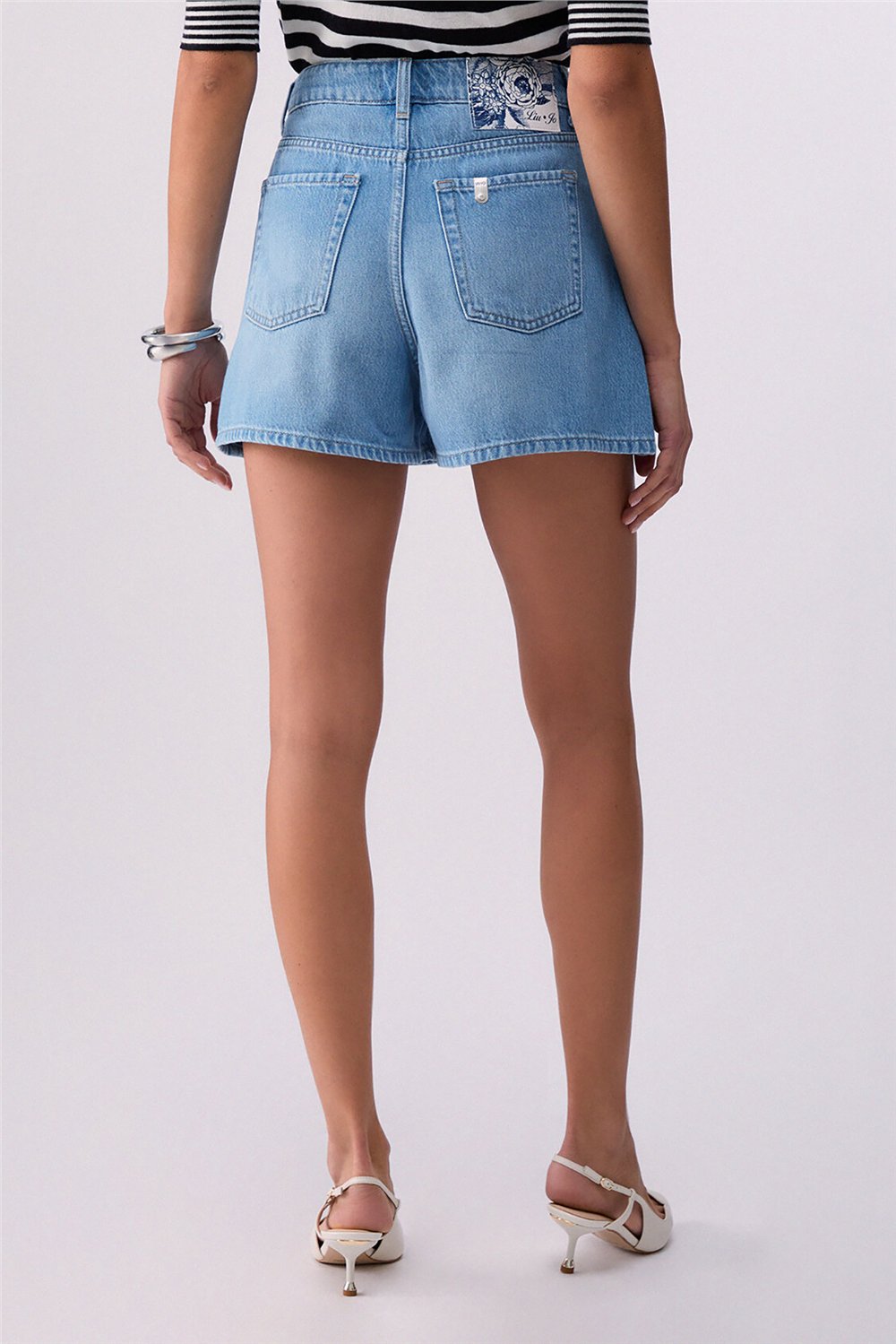 Liu Jo Ecs Short Bottoni Kadın Jean Pantolon Mavi