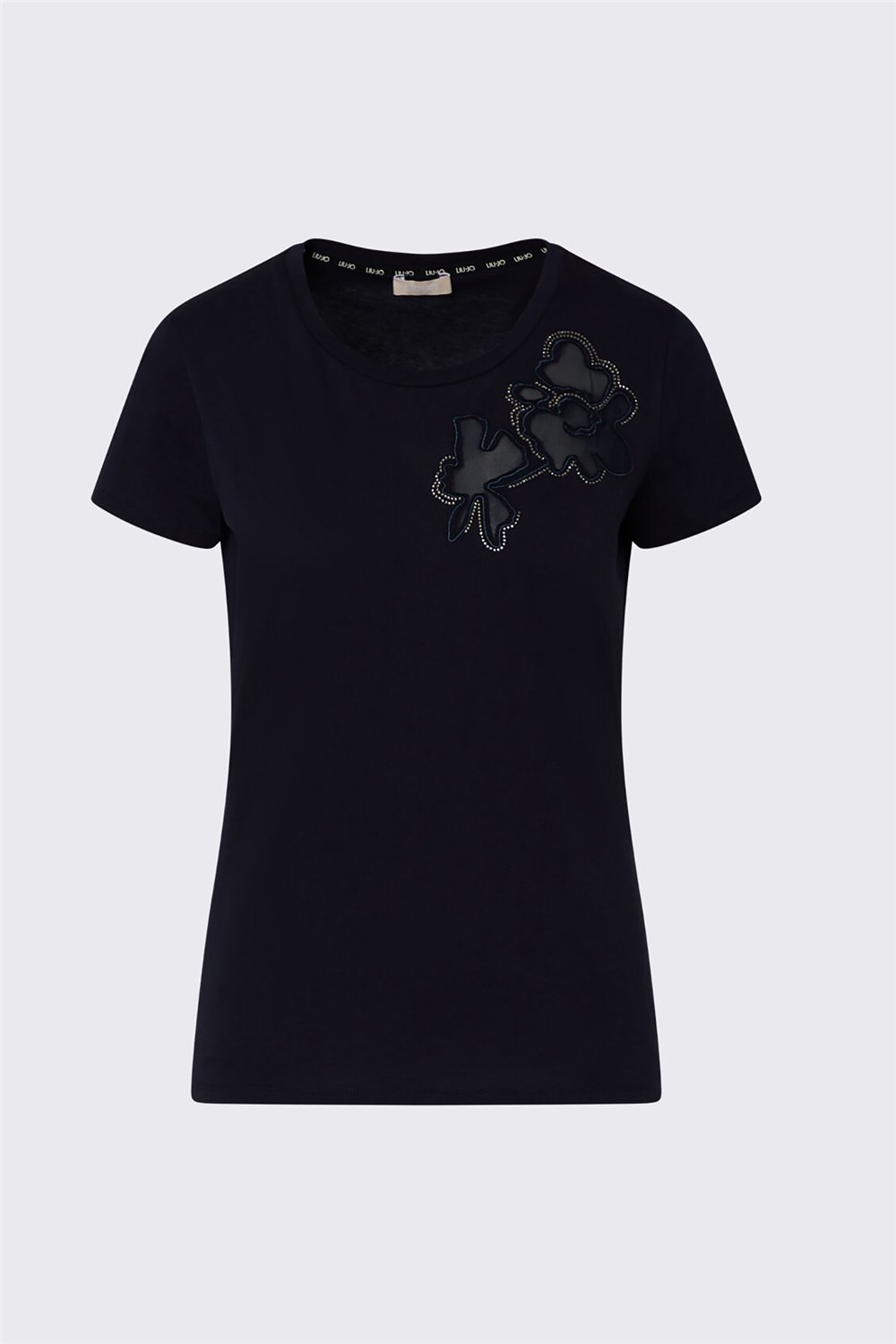 Liu Jo Ecs T-Shirt Moda M/C Kadın Bisiklet Yaka T-Shirt Mavi