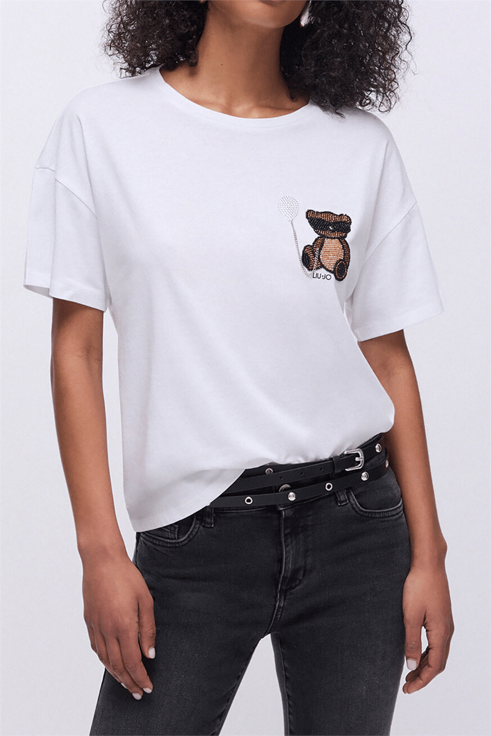 Liu Jo Ecs T-Shirt Moda M/C Kadın Bisiklet Yaka T-Shirt Beyaz