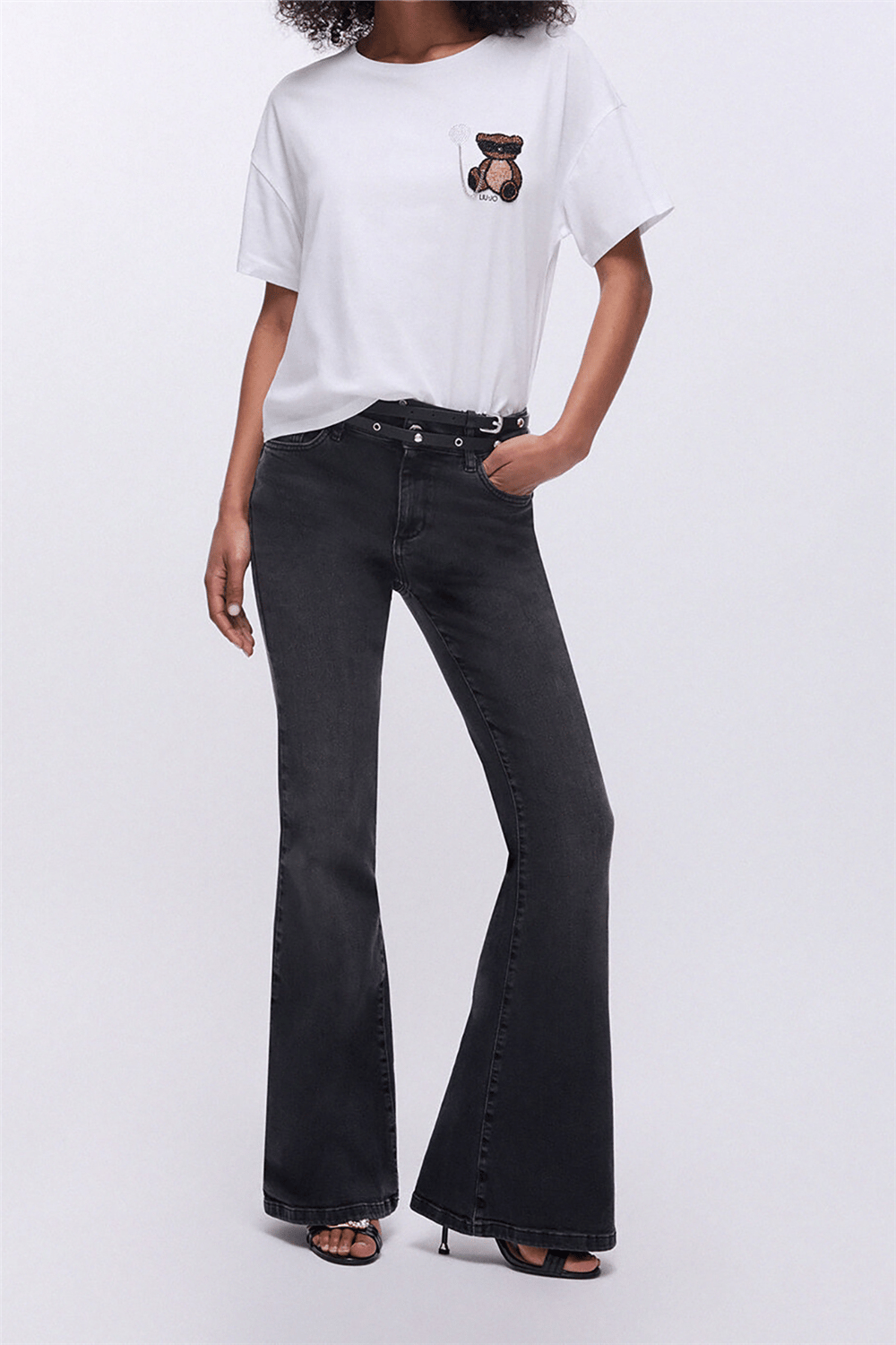 Liu Jo Ecs T-Shirt Moda M/C Kadın Bisiklet Yaka T-Shirt Beyaz
