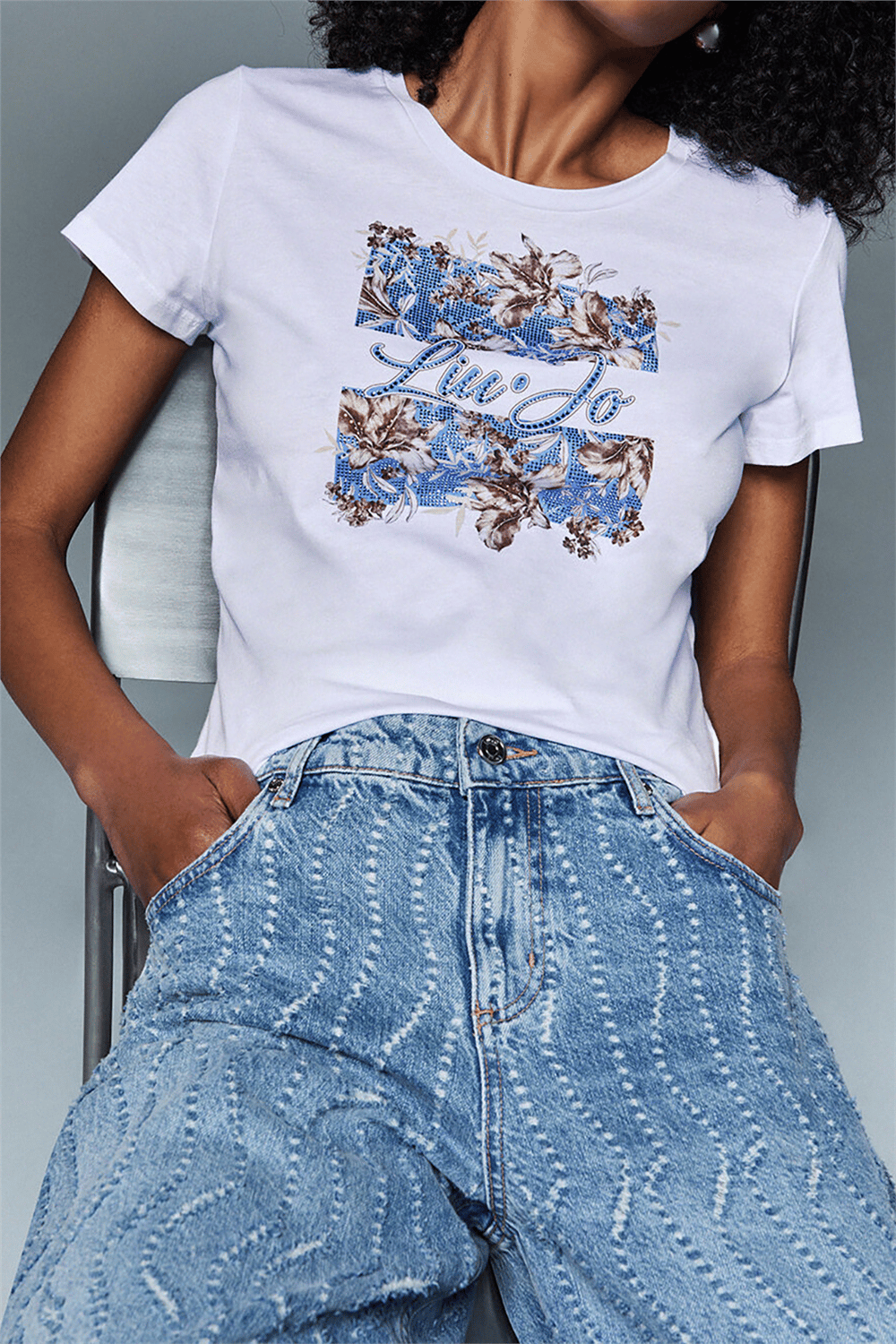 Liu Jo Ecs T-Shirt Moda M/C Kadın Bisiklet Yaka T-Shirt Çok Renkli
