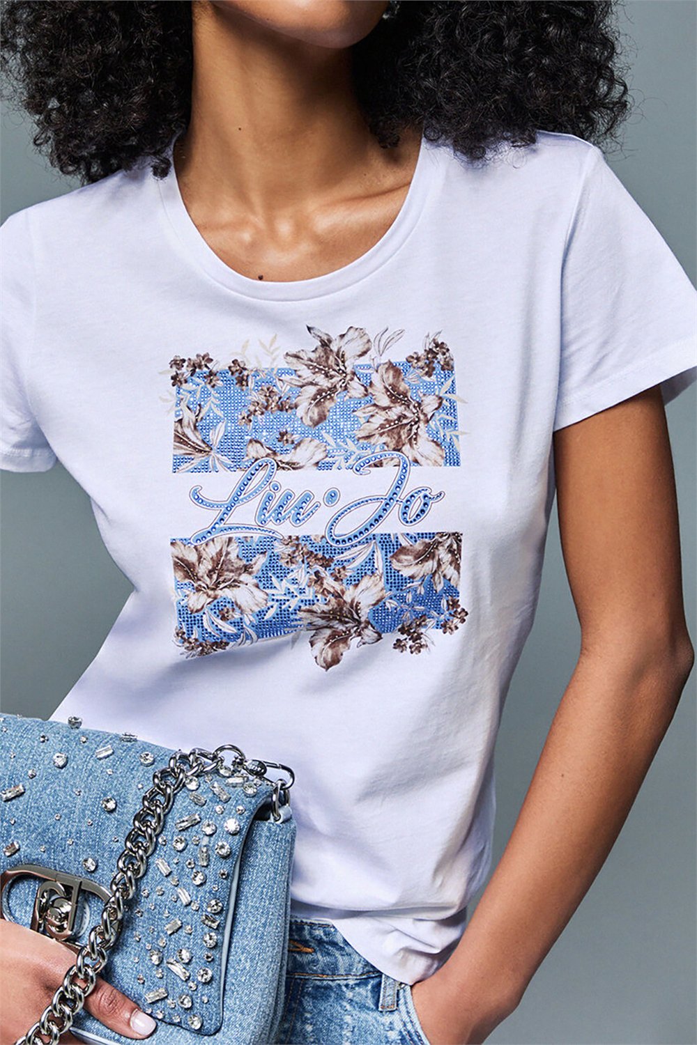 Liu Jo Ecs T-Shirt Moda M/C Kadın Bisiklet Yaka T-Shirt Çok Renkli