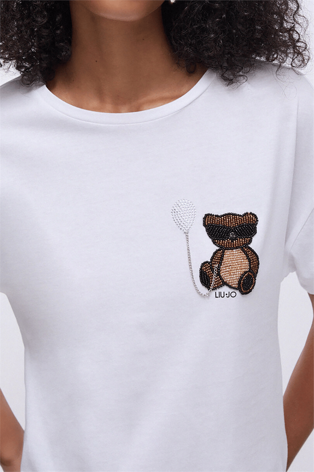 Liu Jo Ecs T-Shirt Moda M/C Kadın Bisiklet Yaka T-Shirt Beyaz
