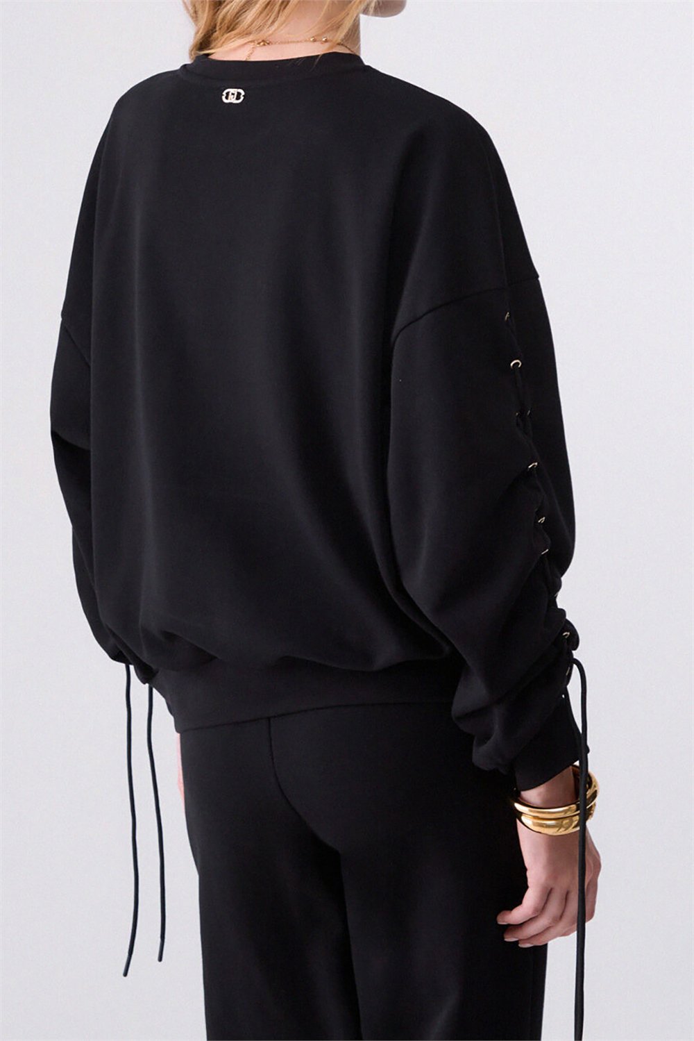 Liu Jo Felpa Chiusa Kadın Bisiklet Yaka Sweatshirt Siyah