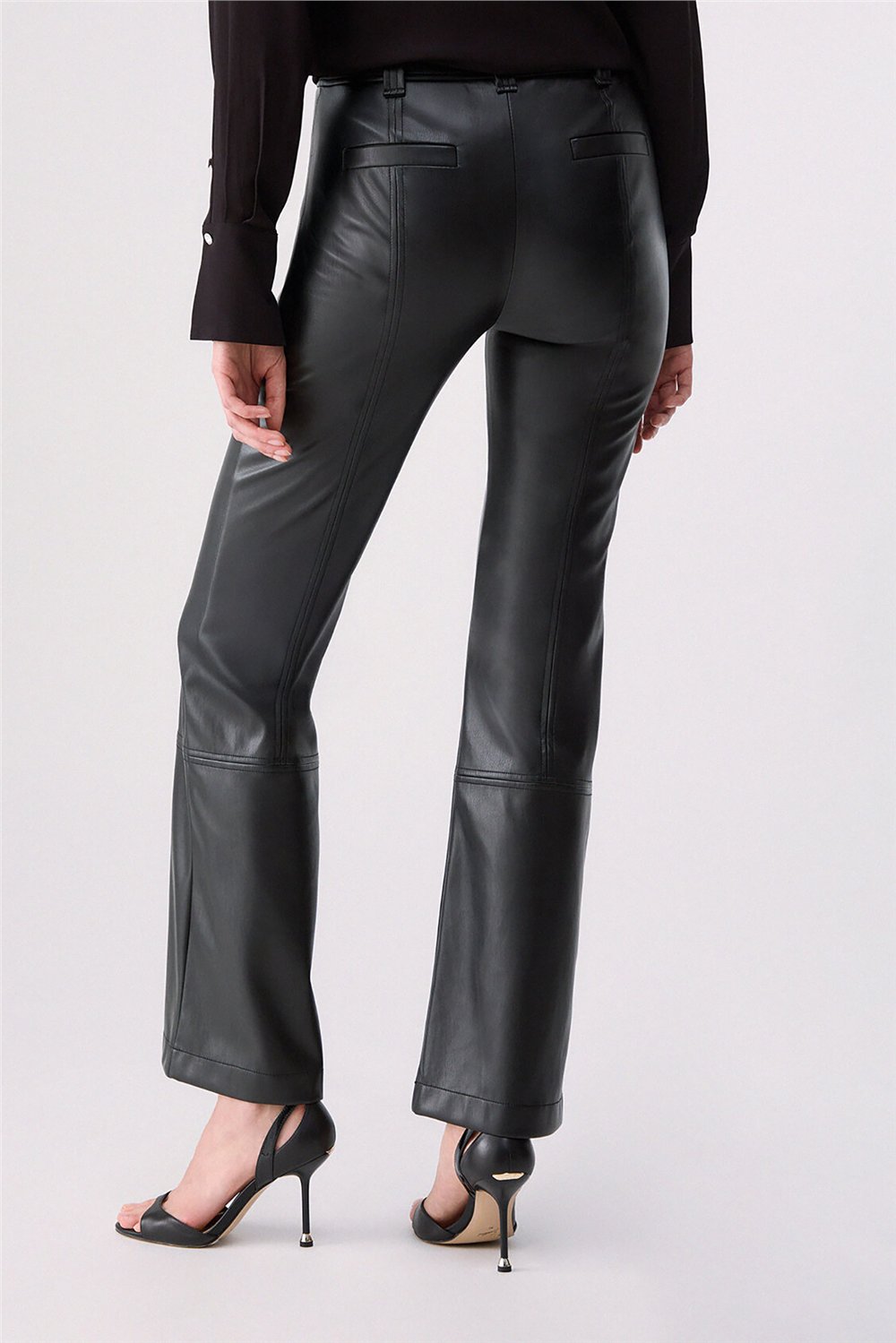 Liu Jo Pant.Spalmato Kadın Deri Pantolon Siyah