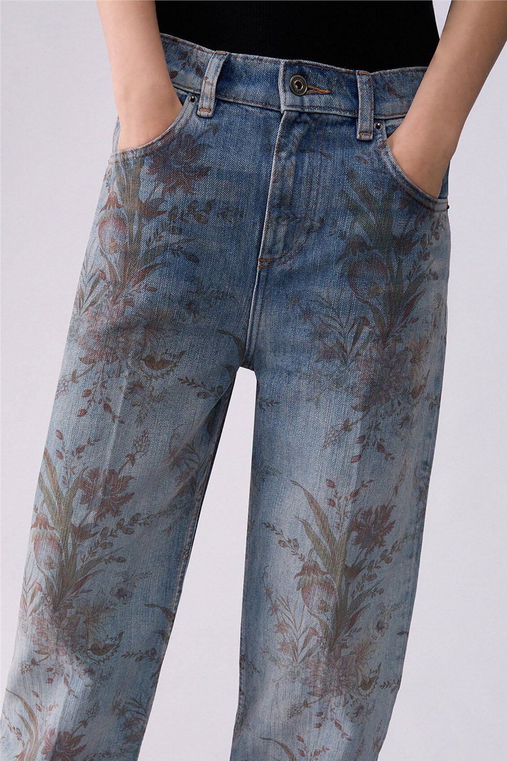 Liu Jo Pant.Straight Prints Kadın Jean Pantolon