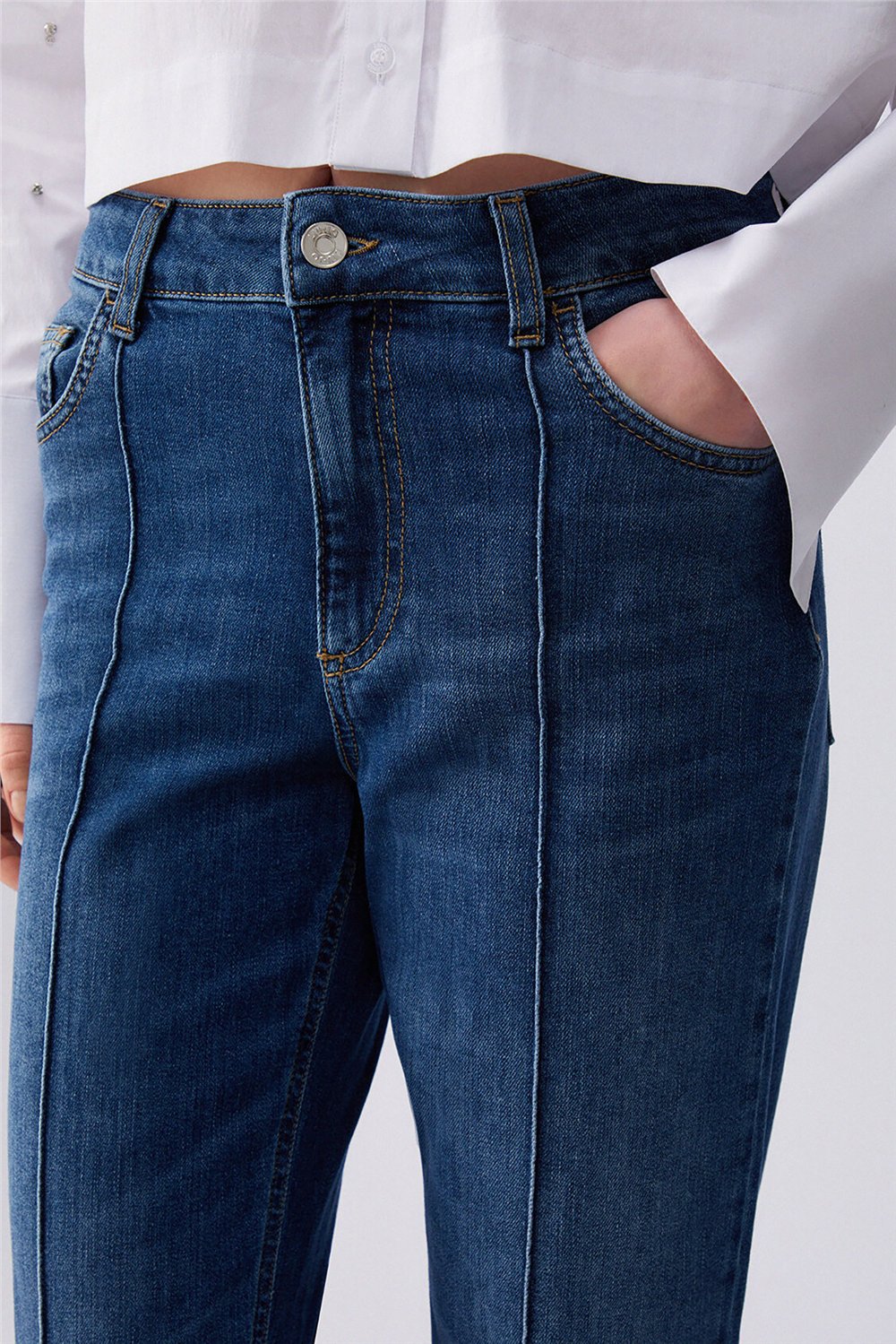 Liu Jo Pant. Straight Nerv.H.W. Kadın Jean Pantolon Mavi