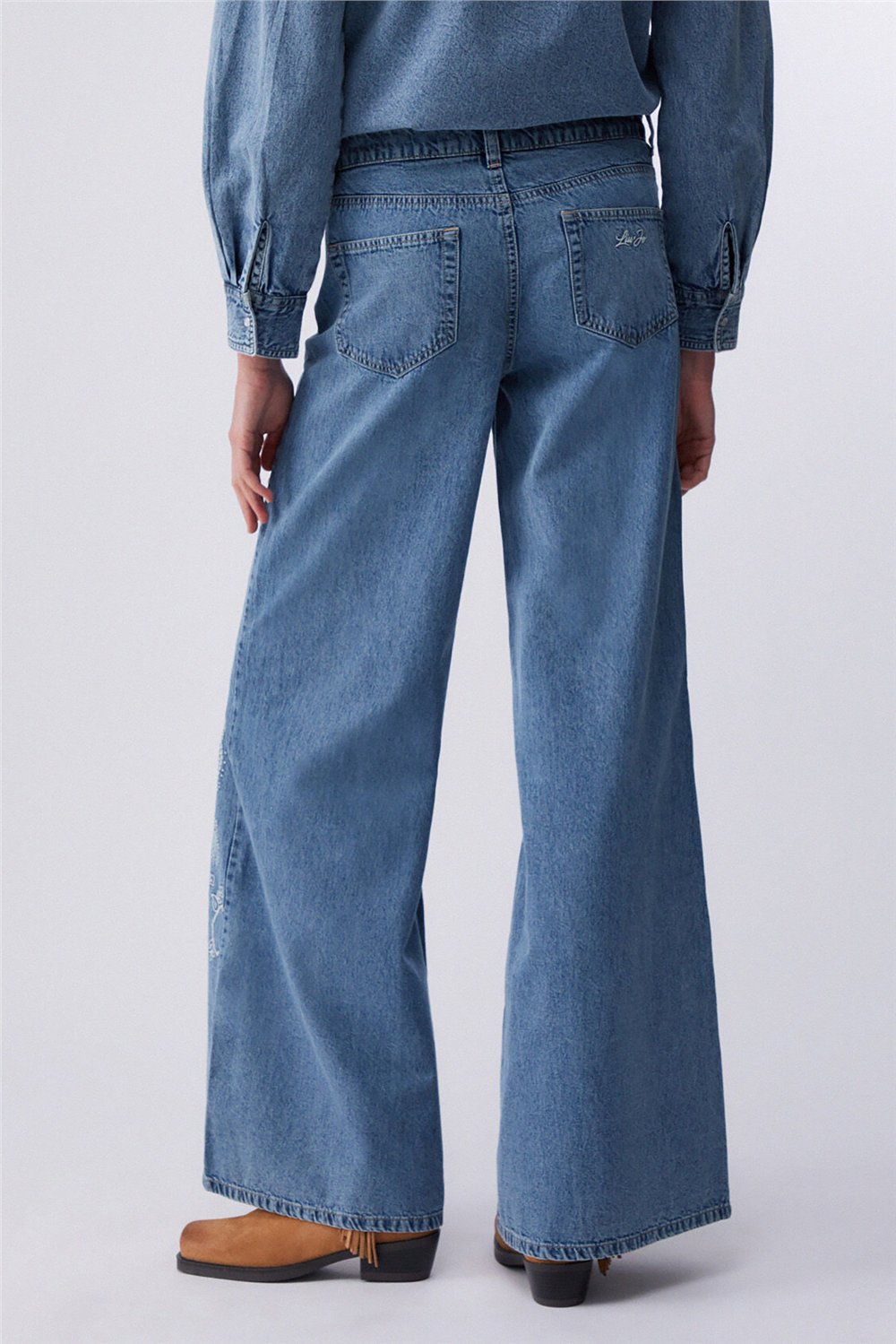 Liu Jo Pant.Flare Ricamo H.W. Kadın Jean Pantolon Mavi