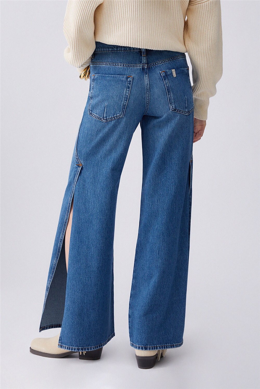 Liu Jo Pant.Midi Flare Split Reg.W. Kadın Jean Pantolon Mavi