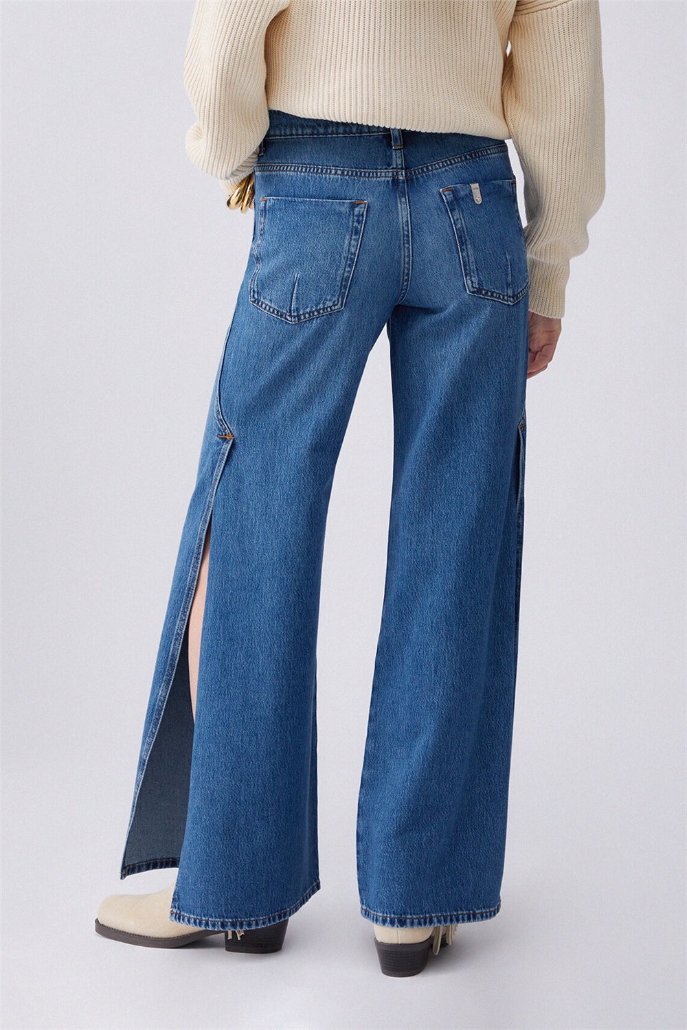 Liu Jo Pant.Midi Flare Split Reg.W. Kadın Jean Pantolon Mavi