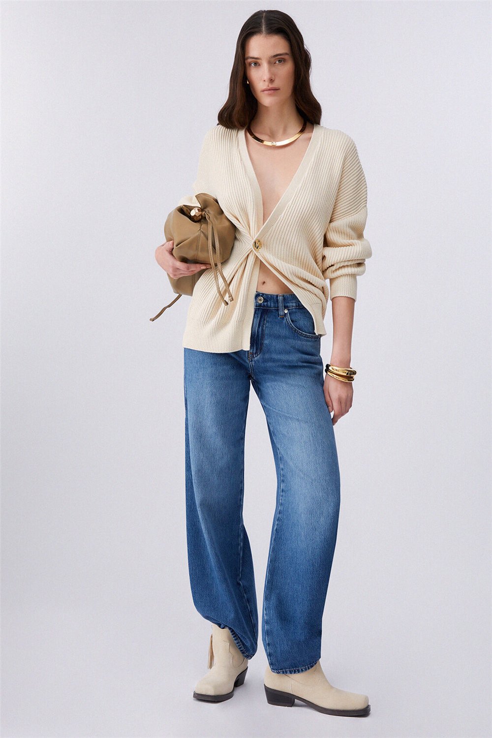 Liu Jo Pant.Midi Flare Split Reg.W. Kadın Jean Pantolon Mavi