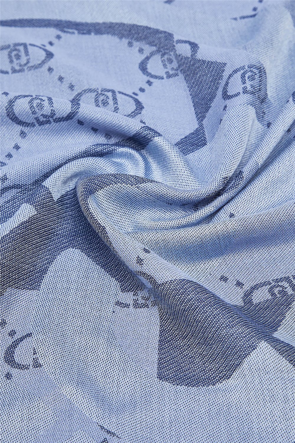 Liu Jo Square Jacquard Logo Kadın Fular Mavi