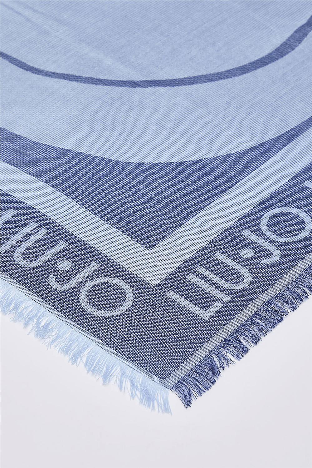 Liu Jo Square Jacquard Logo Kadın Fular Mavi