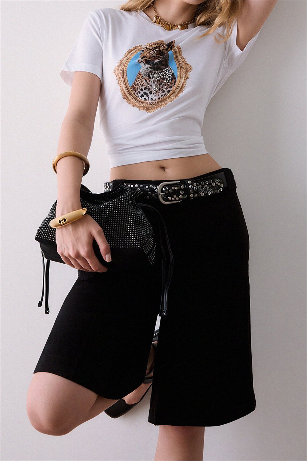 Liu Jo T-Shirt Moda M/C Kadın Bisiklet Yaka T-Shirt