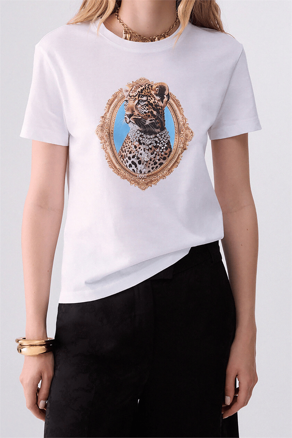 Liu Jo T-Shirt Moda M/C Kadın Bisiklet Yaka T-Shirt