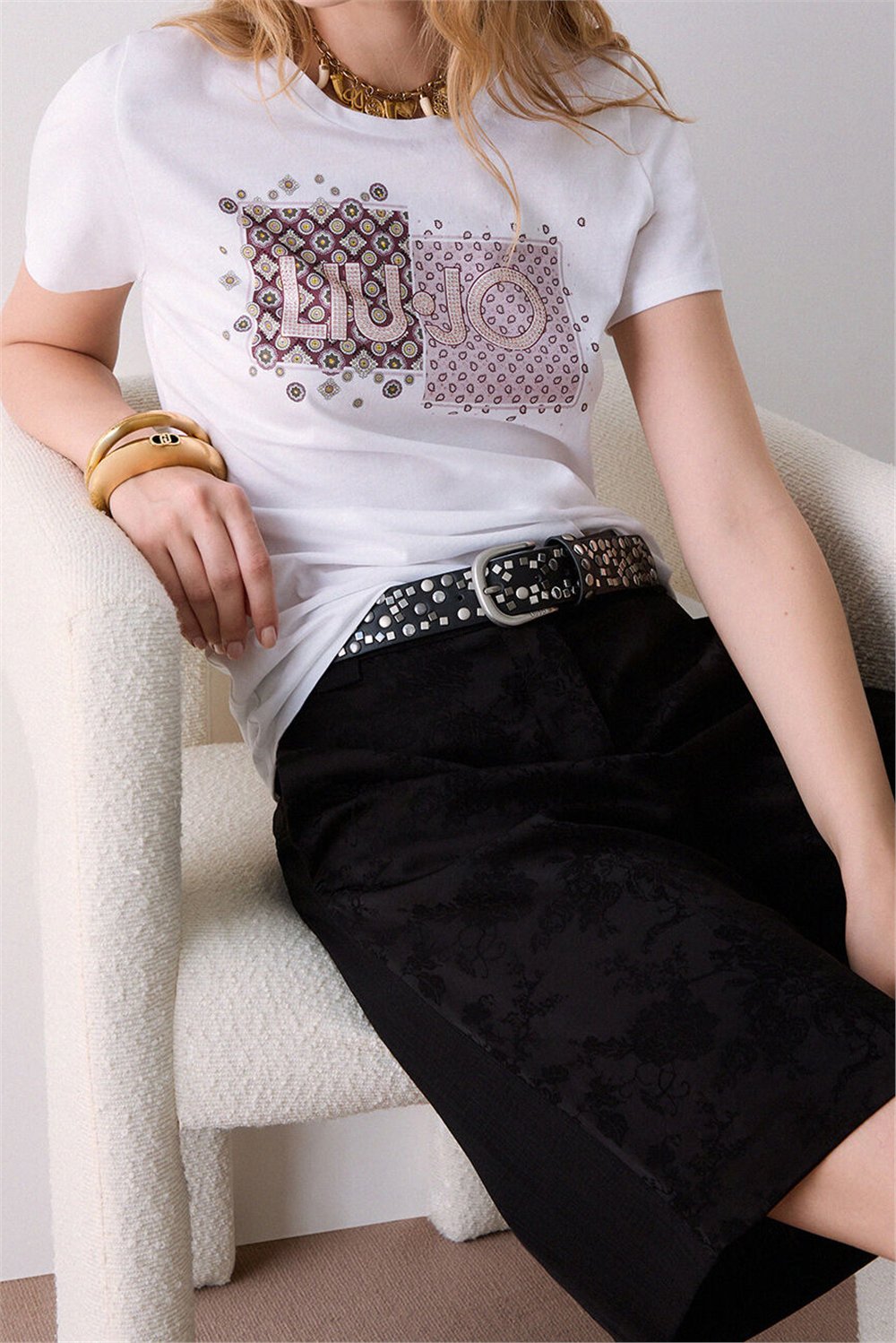 Liu Jo T-Shirt Moda M/C Kadın Bisiklet Yaka T-Shirt