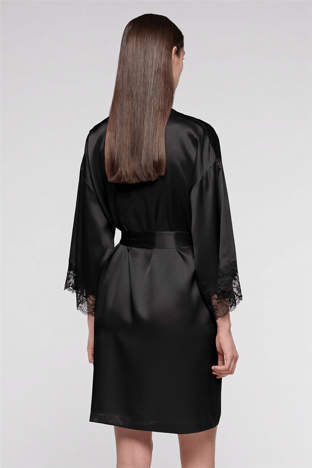 Luna di Seta Lace Seduction Kimono Kadın Kimono Siyah