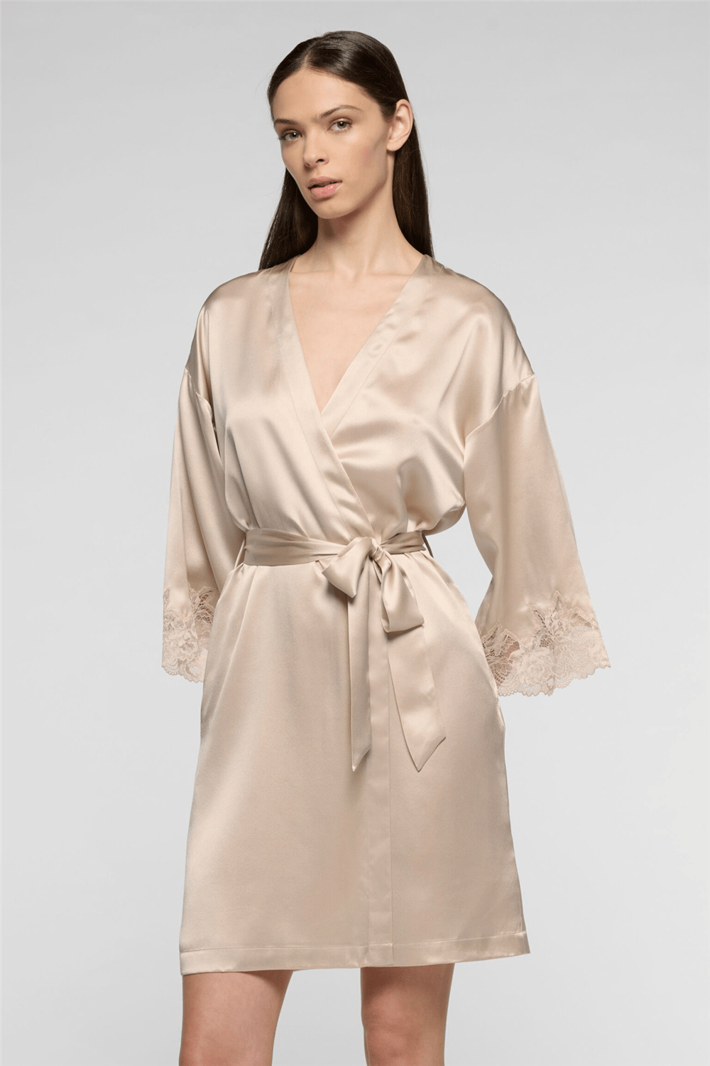 Luna di Seta Lace Seduction Kimono Kadın Kimono Kırmızı