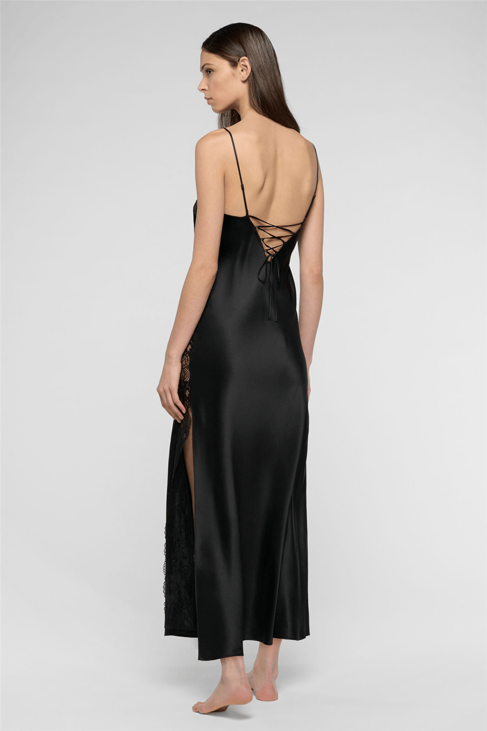 Luna di Seta Lace Seduction Negligee Kadın Gecelik Siyah
