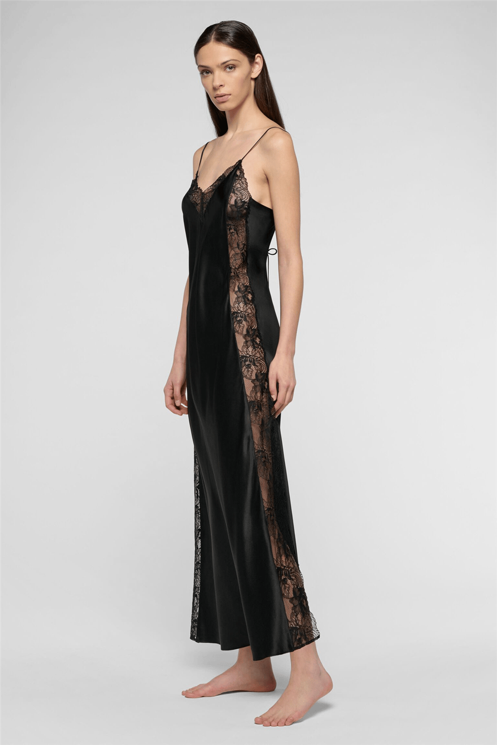 Luna di Seta Lace Seduction Negligee Kadın Gecelik Siyah