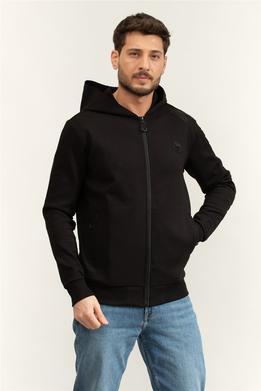 Plein Sport Embossed Hoodie Sweatjacket Erkek Kapüşonlu Sweatshirt