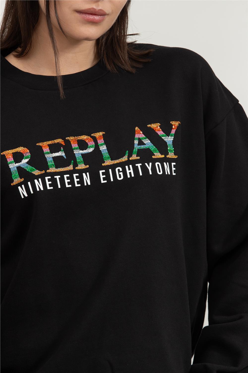 Replay Over Kadın Bisiklet Yaka Sweatshirt