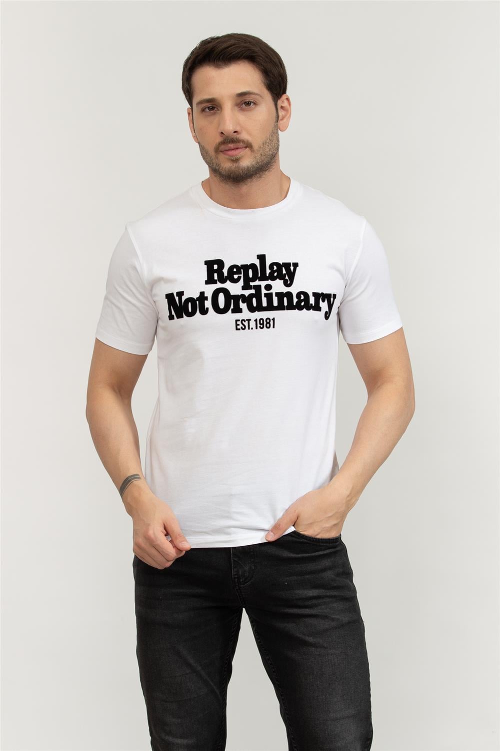Replay Regular Erkek Bisiklet Yaka T-Shirt