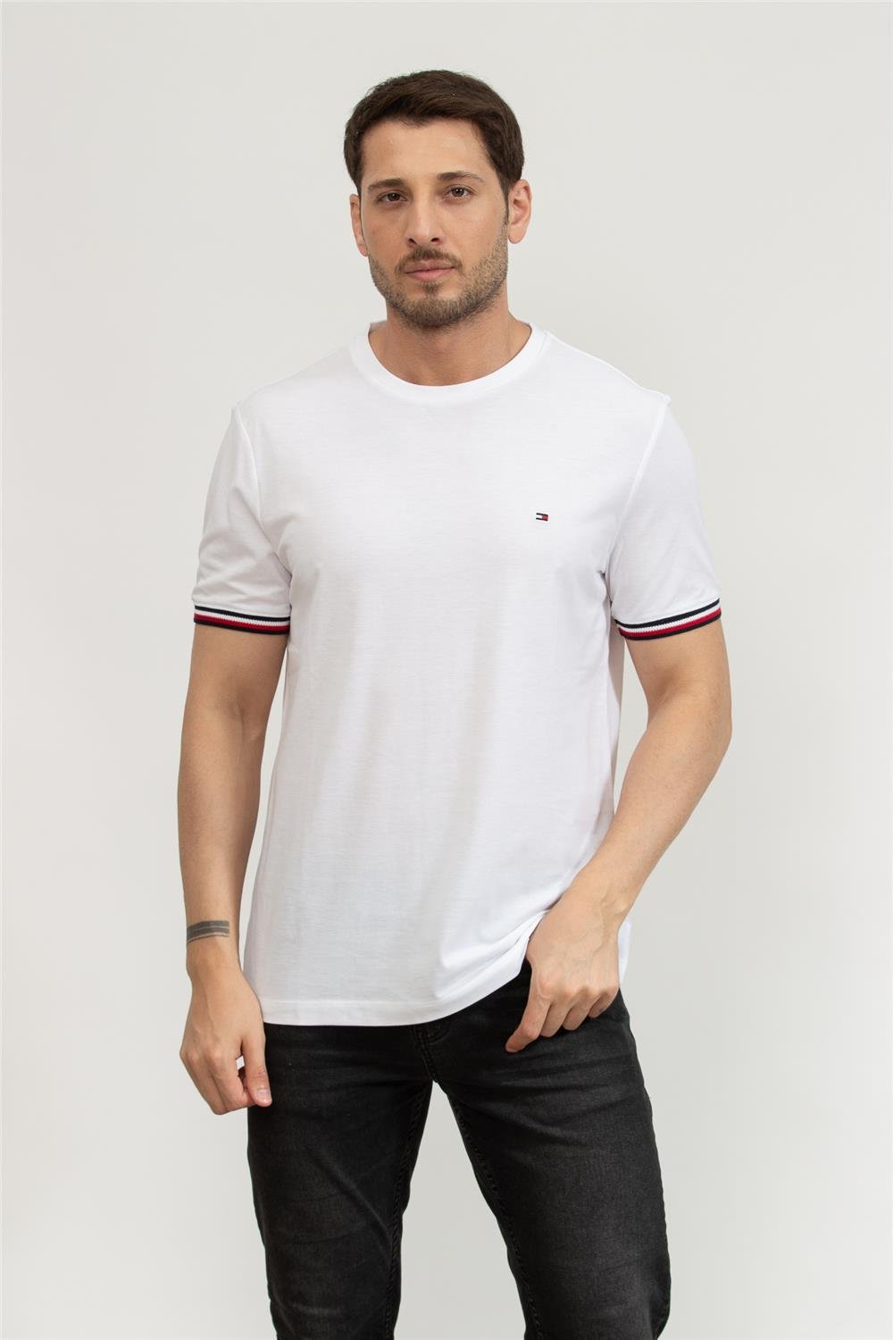 Tommy Hilfiger Erkek Bisiklet Yaka T-Shirt