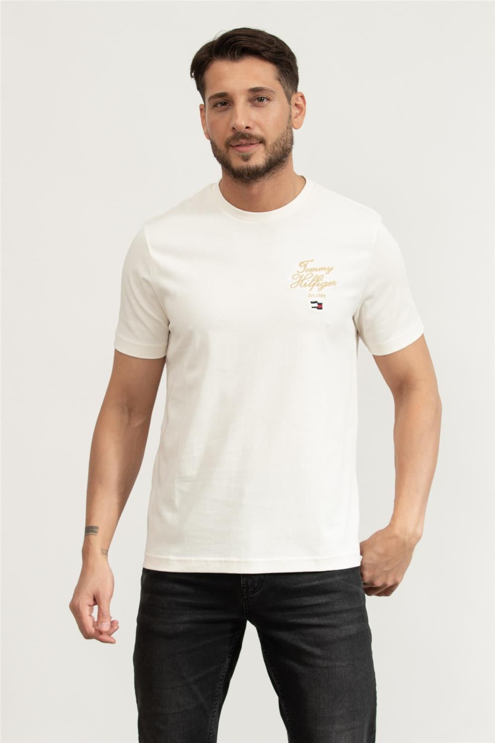 Tommy Hilfiger Erkek Bisiklet Yaka T-Shirt
