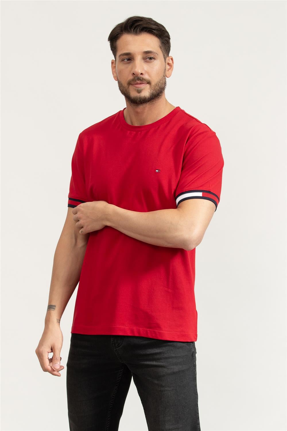 Tommy Hilfiger Erkek Bisiklet Yaka T-Shirt