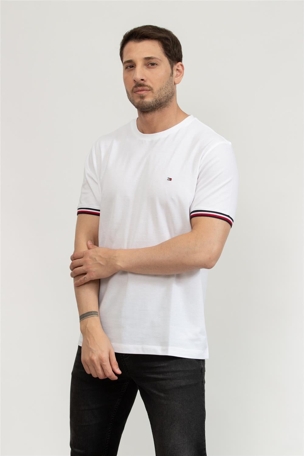 Tommy Hilfiger Erkek Bisiklet Yaka T-Shirt