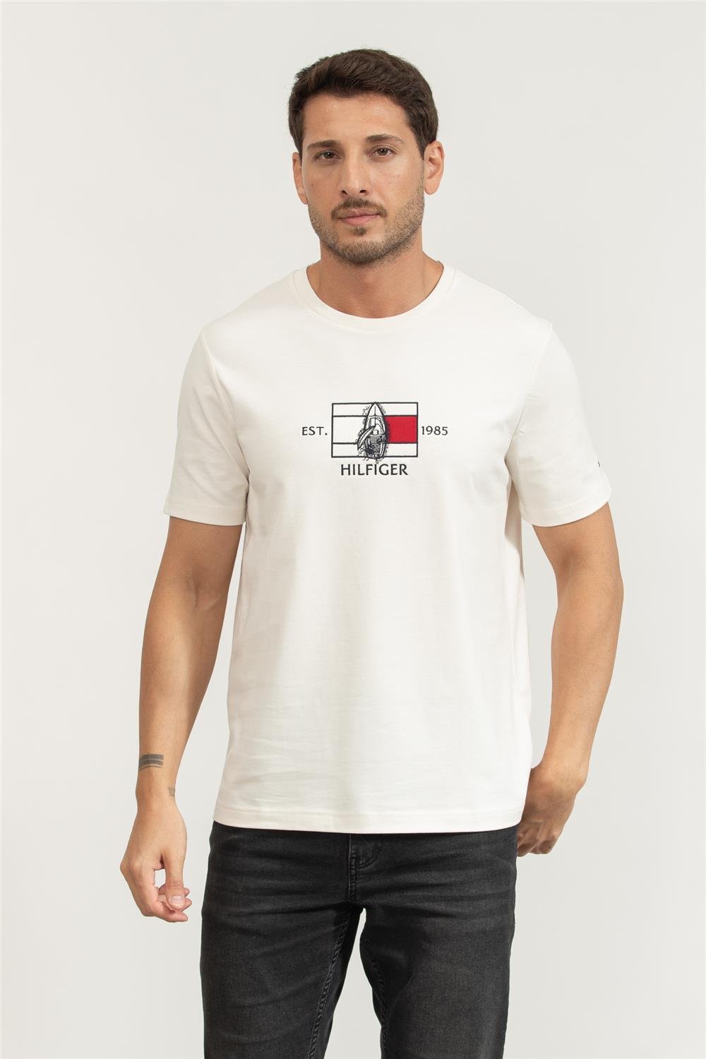 Tommy Hilfiger Erkek Bisiklet Yaka T-Shirt