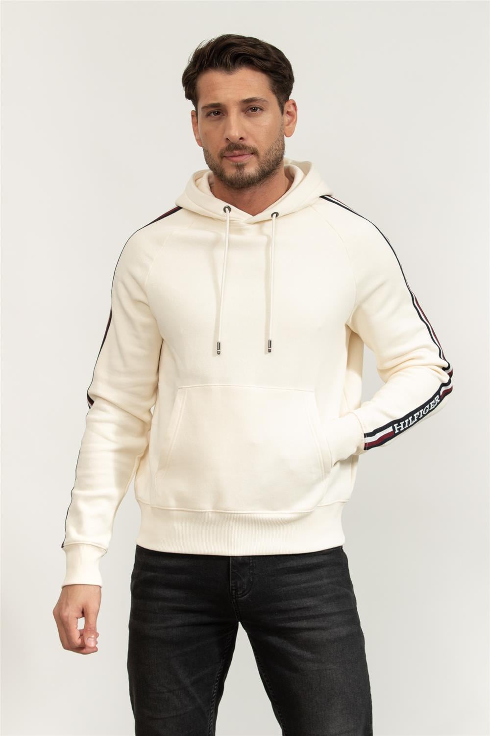 Tommy Hilfiger Global Stripe Erkek Kapüşonlu Sweatshirt