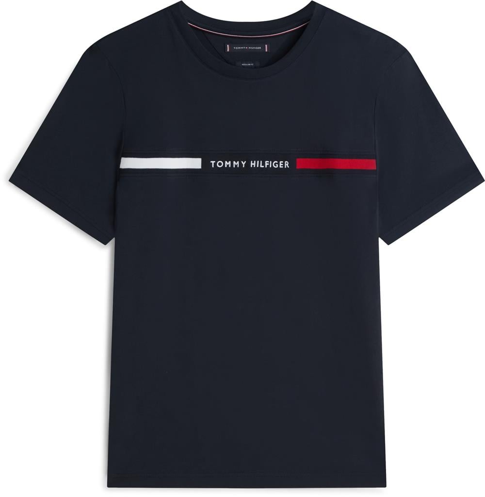 Tommy Hilfiger Hilfiger Chest Insert Tee Erkek Bisiklet Yaka T-Shirt