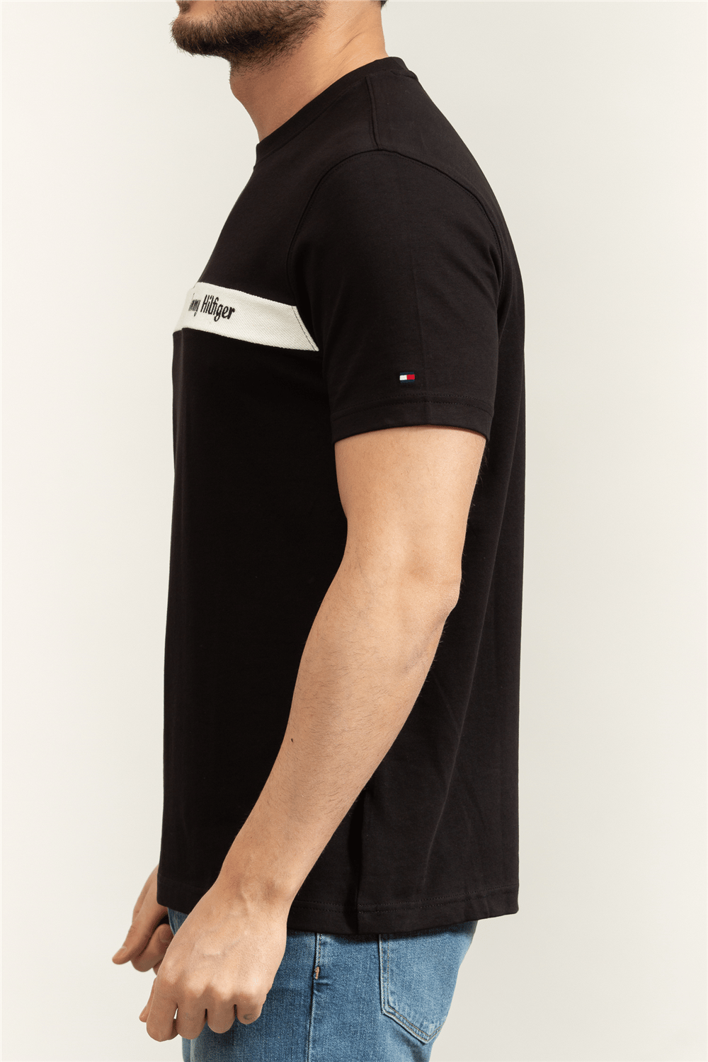 Tommy Hilfiger Loopback Stripe Graphic Tee Erkek Bisiklet Yaka T-Shirt