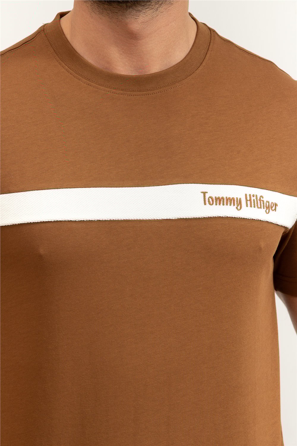 Tommy Hilfiger Loopback Stripe Graphic Tee Erkek Bisiklet Yaka T-Shirt