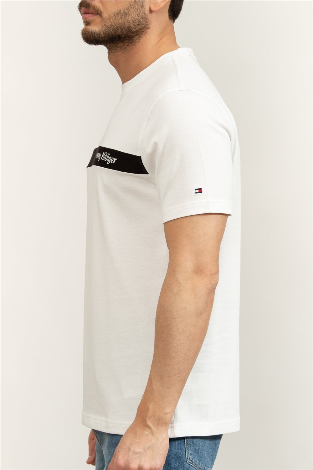 Tommy Hilfiger Loopback Stripe Graphic Tee Erkek Bisiklet Yaka T-Shirt