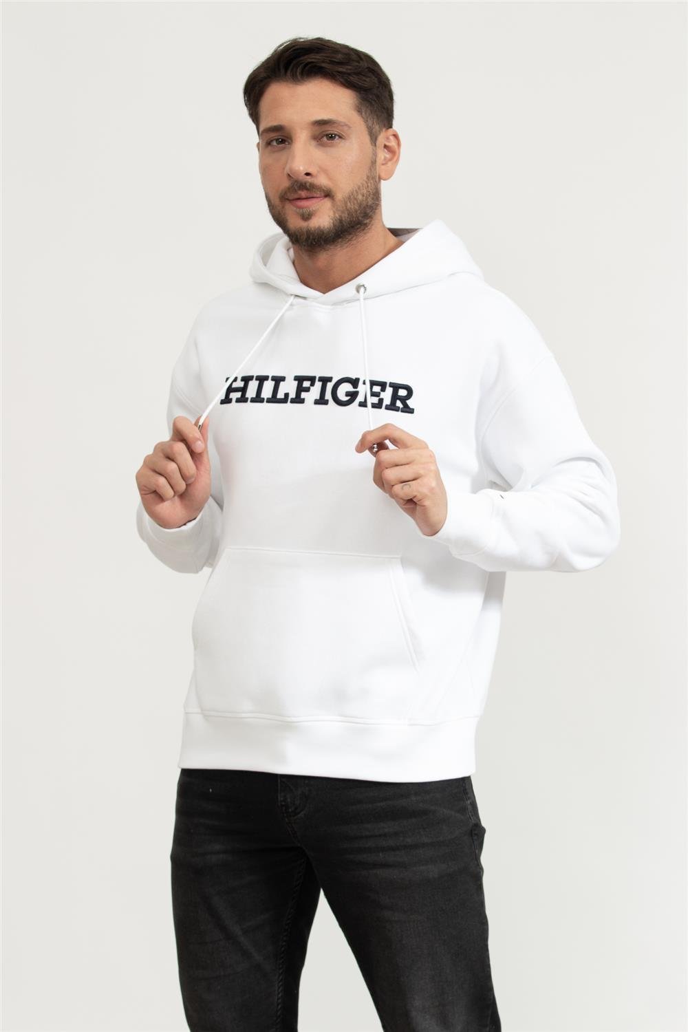 Tommy Hilfiger Monotype Embro Hoodie Erkek Kapüşonlu Sweatshirt