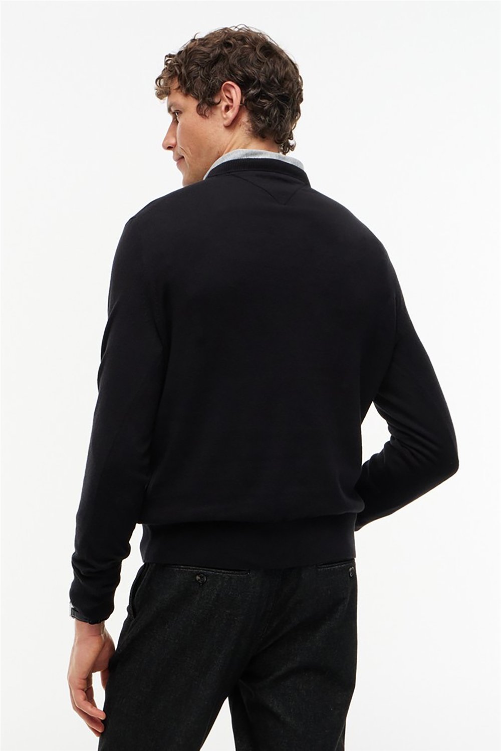 Tommy Hilfiger Pima Org Ctn Cashmere Crew Neck Erkek Triko Siyah