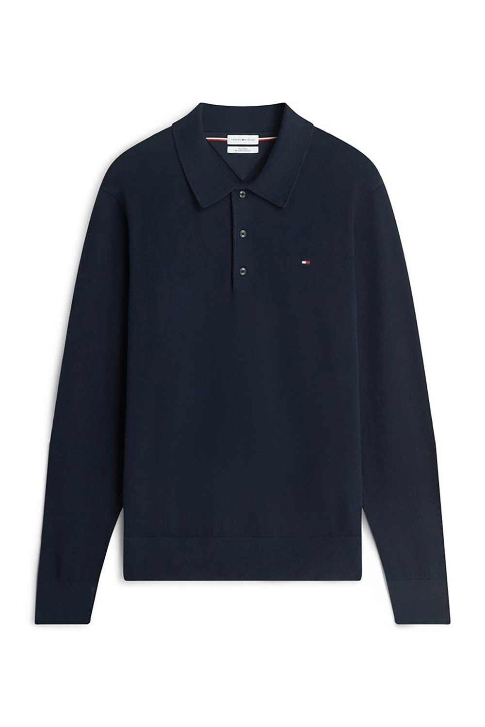 Tommy Hilfiger Pima Org Ctn Cashmere Ls Polo Erkek Triko Mavi