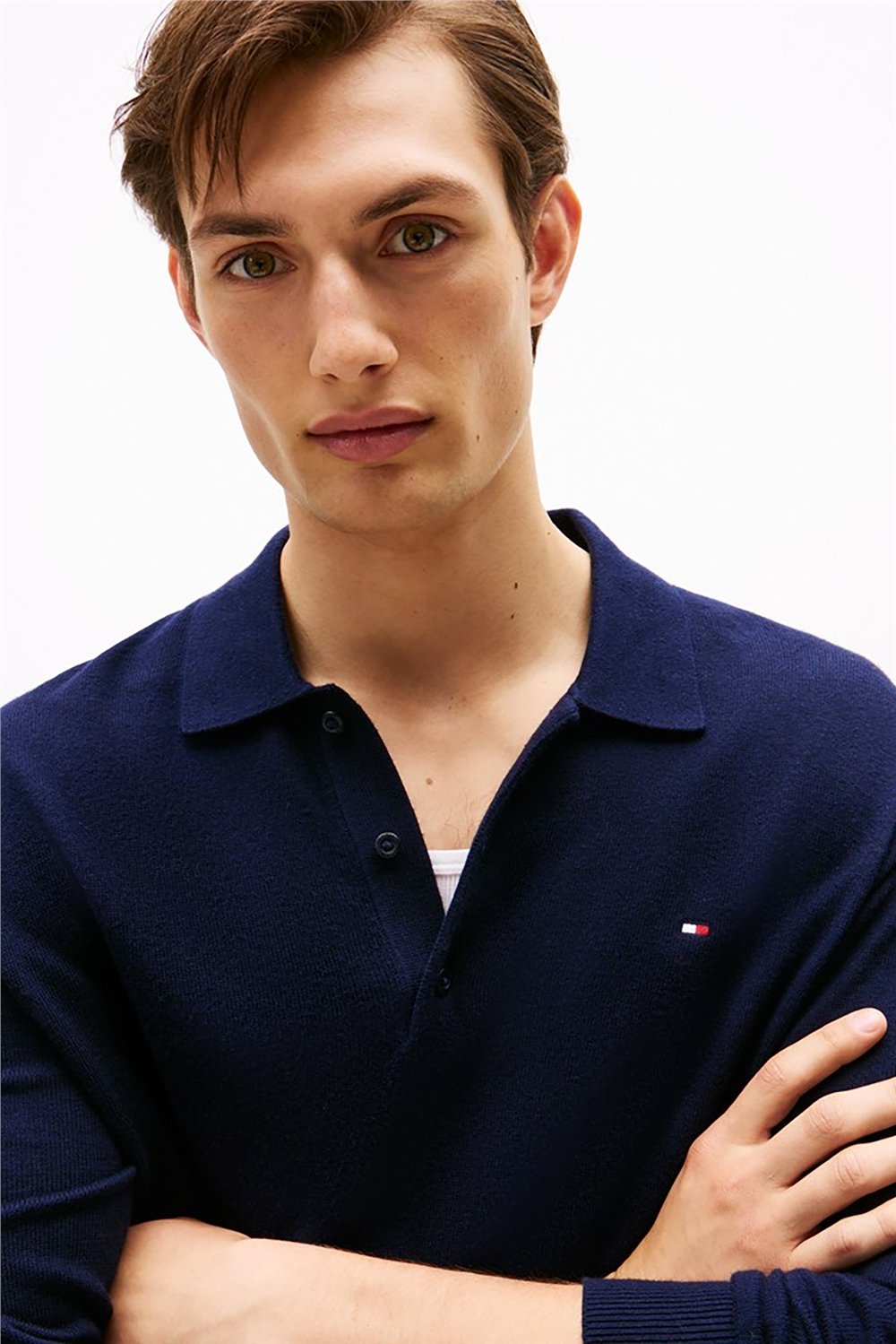 Tommy Hilfiger Pima Org Ctn Cashmere Ls Polo Erkek Triko Mavi