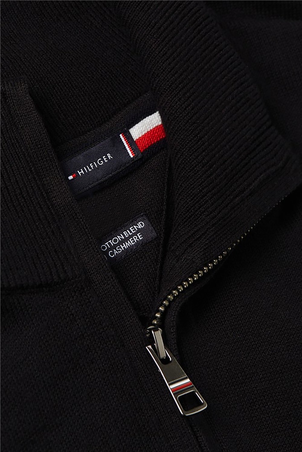 Tommy Hilfiger Pima Org Ctn Cashmere Zip Mock Erkek Triko Siyah